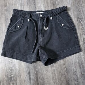 JOELLE Collection Balloon Jean Short With Belt, Size 29